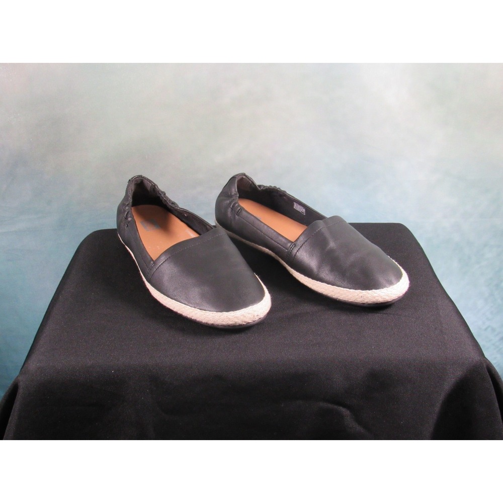 FitFlop Siren Women Black Leather Espadrille Flats Dynamicush Size 6.5 US